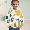 Girls Long Sleeve Hooded Pullover Cartoon Avocado Printed White Casual Sweatshirt