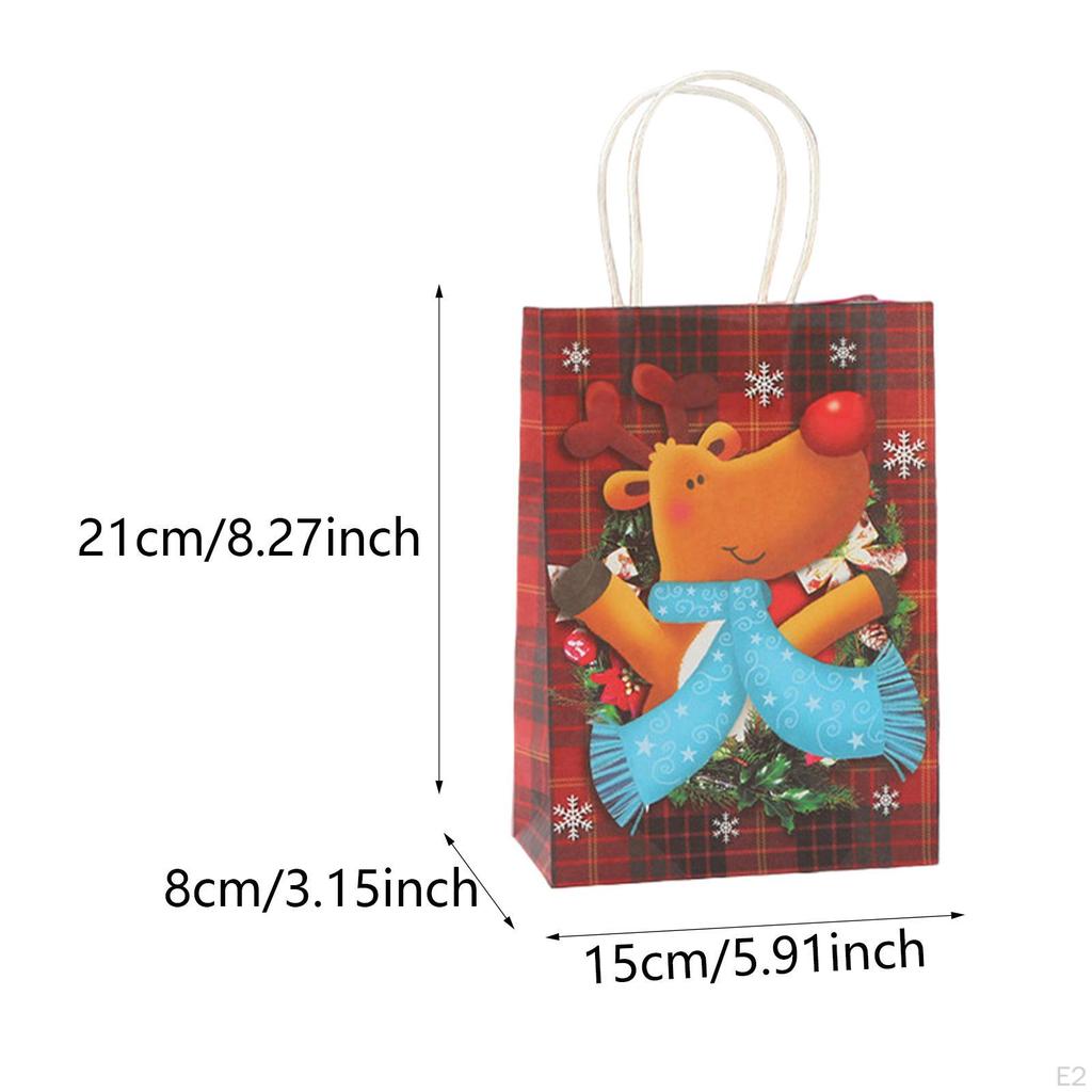 12 Christmas Paper Bags, Gift Wrapping Reusable Bags for Treats And Goodies