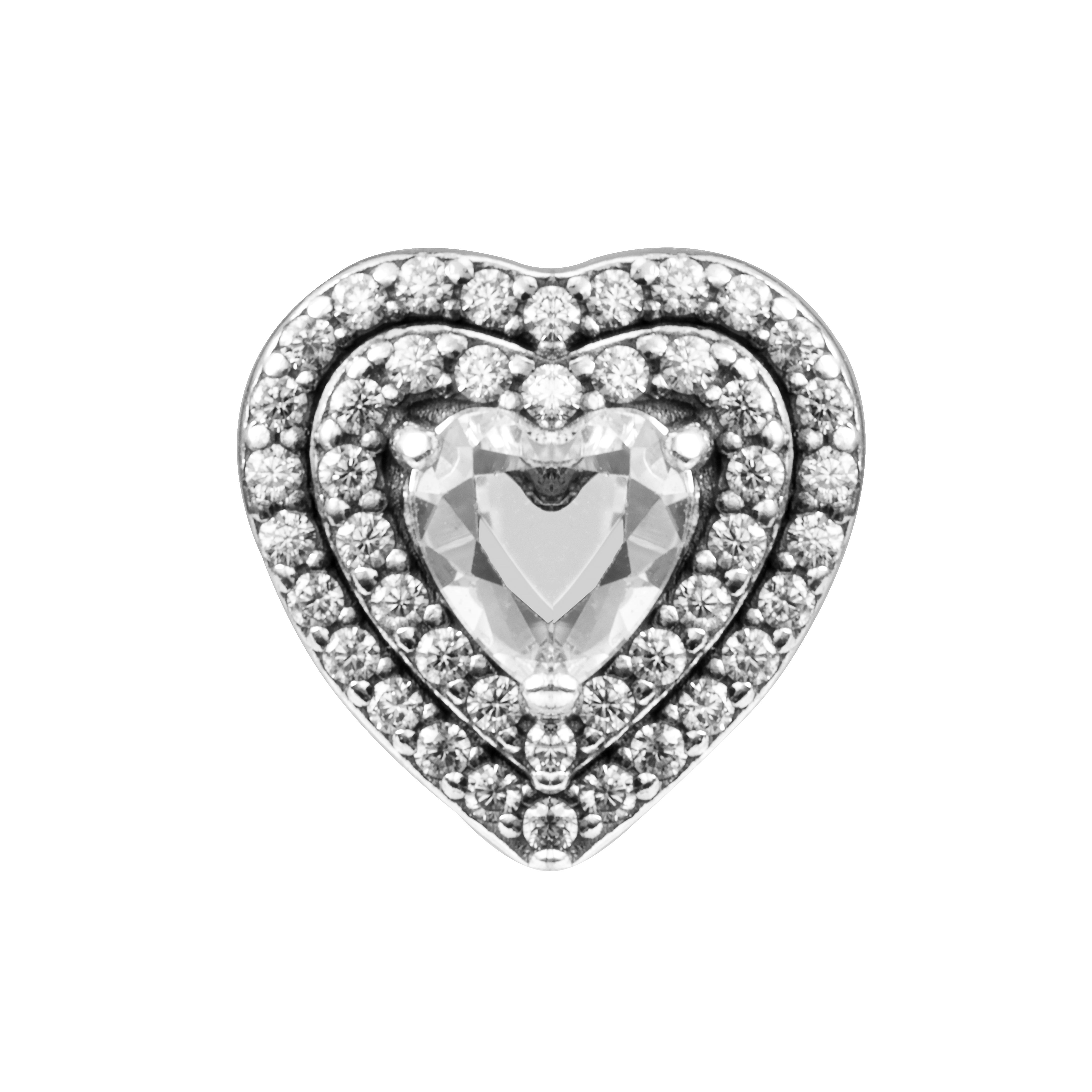 Pandora Layered Shining Heart Pendant Women pendant Silver 799218C01 Box,Silver