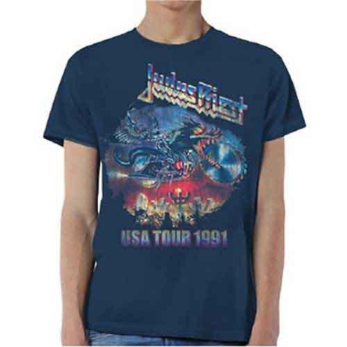 Judas Priest Painkiller US Tour 91 T-Shirt Blue New Unisex T-Shirt M