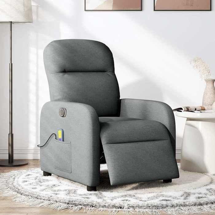 VidaXL Electric Massage Recliner Dark Grey Fabric 3302963