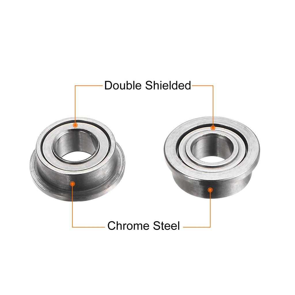 Uxcell MF63ZZ Flansch-Kugellager Chrom Doppelt Geschirmt Flanschlager Lager, 4 Stück, 3x6x2,5mm, Stahl,