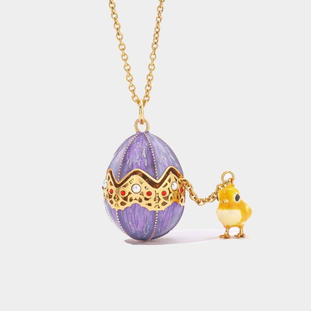 Copper Egg Pendant Necklace Egg Shape Egg Charm Vintage Style Zodiac Necklace Daily Wear