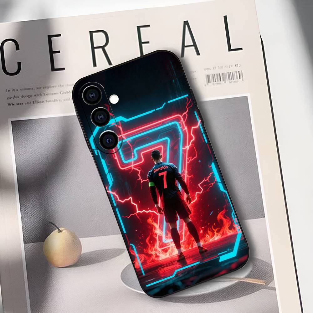 C-CR7 Football Ronaldo Phone Case For Samsung Galaxy A73,A72,A71,A70,A53,A52,A51,Soft Silicone Black Cover