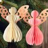 Angel Honeycomb Ornament Paper Angel Hanging Ornament with Sparkling Edge 3D Honeycomb Angel Decoration for Birthday Party Wedding