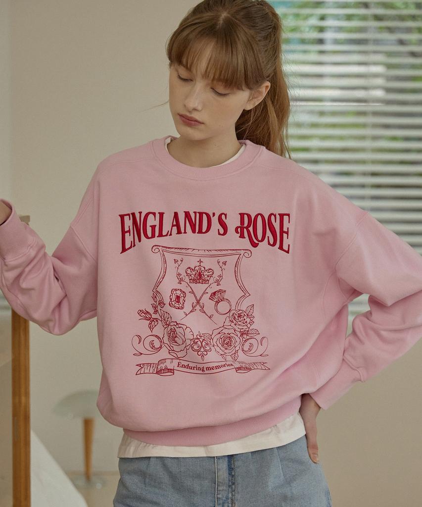NONLOCAL Rose Emblem Embroidery Sweatshirt - Pink
