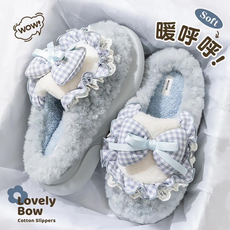 Cotton Slippers Women's Autumn and Winter New Indoor Home Thick-soled Warm Plush Confinement Shoes