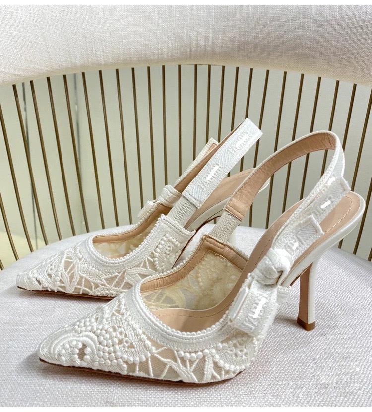 

Сандалі на kitten heel з мереживною вишивкою - Білий сітчастий дизайн з бантом, Жіноча колекція 2023 34