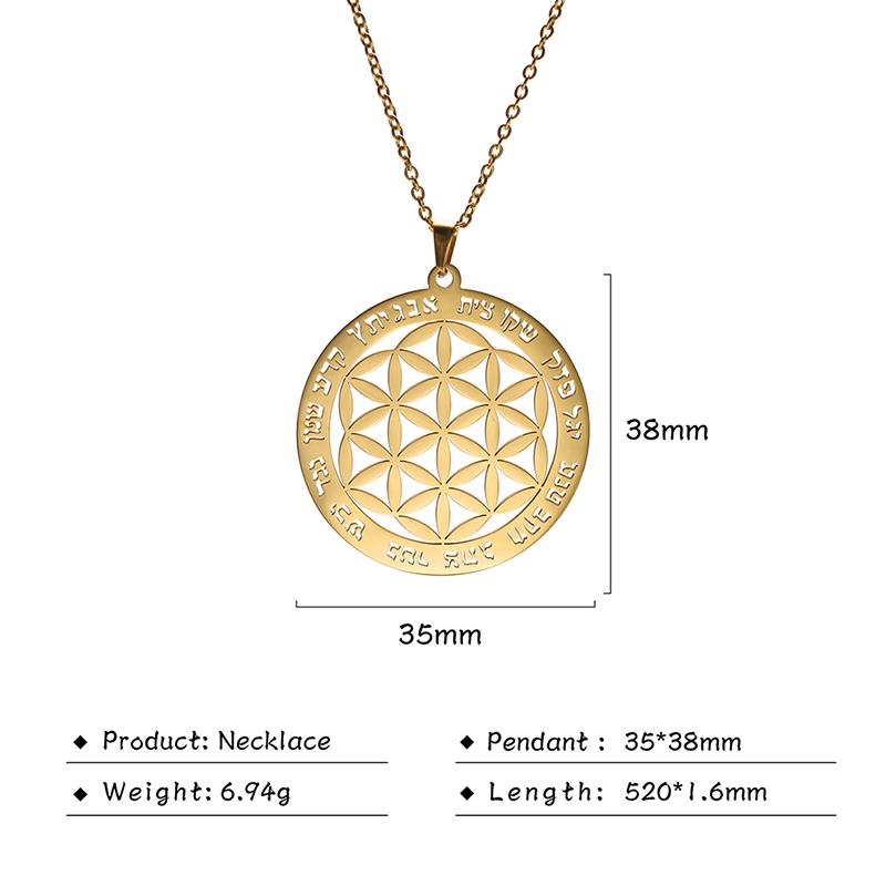 Flower of Life Sacred Geometry Necklace Stainless Steel Mandala Neck Chain Women Men Viking Vintage Universal Spiritual Jewelry