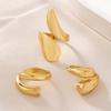 3 Stück/Set Vintage Goldfarben Wassertropfen Ringe für Damen Mode Kreativ Metall Glatt Geometrisch Verstellbarer Offener Ring Zirkon