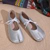 Soft Leather Split Toe Women Tabi Ballet Flats Spring Autumn Comfortable Walking Lazy Loafers Casual Girls Dance Shoes