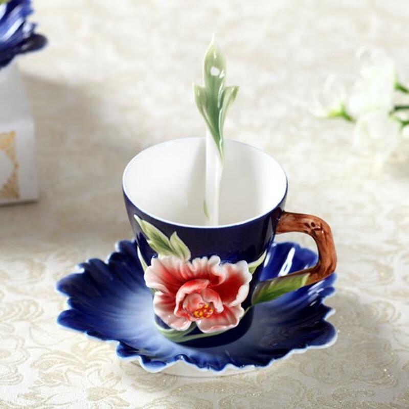 Creative Personalized Enamel Rose Ceramic Coffee Cup