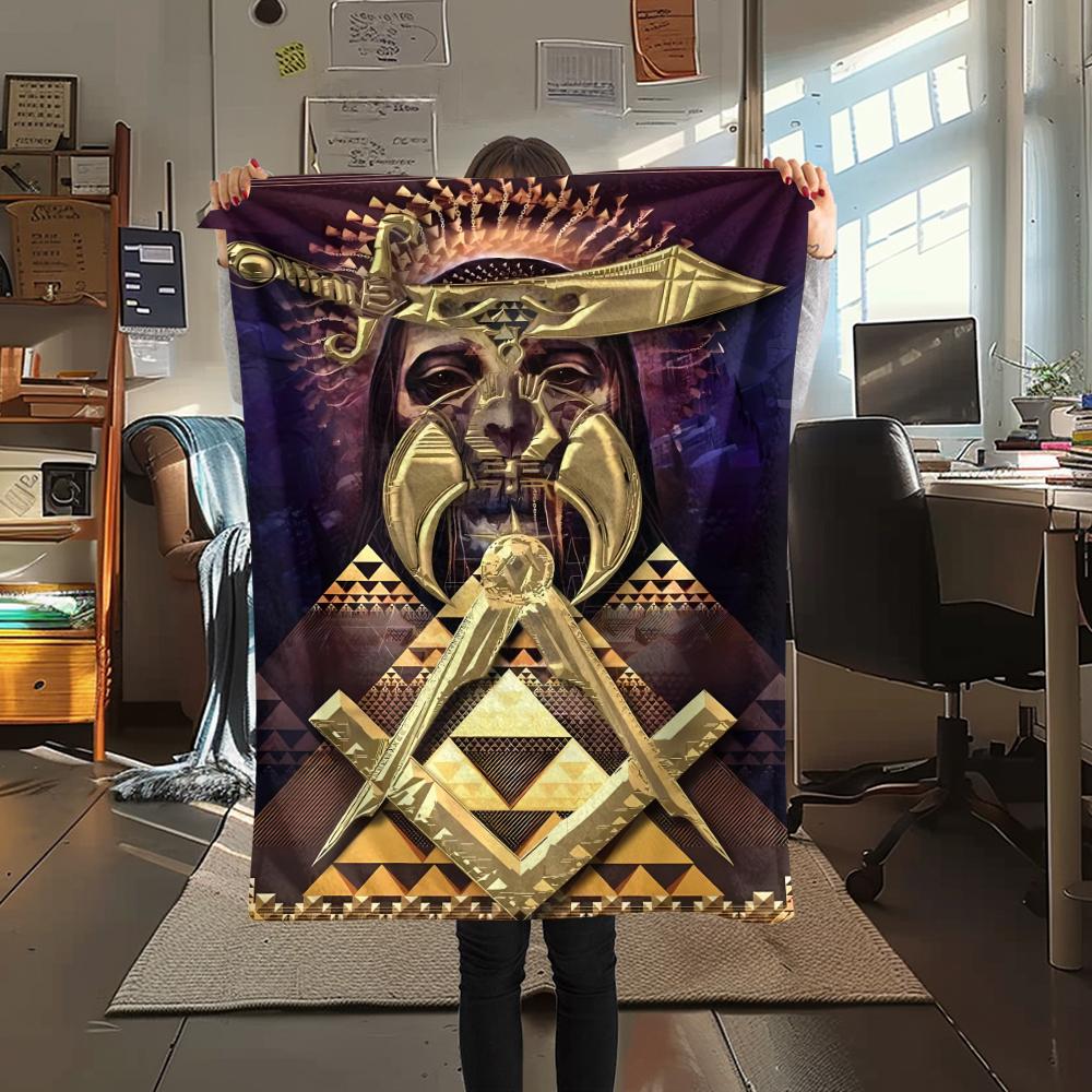

1Pc Masonic Freemason Print Flannel Blanket, High quality Comfortable for All Seasons, Home Decor, Warmth and Comfort, Perfect for Christmas Gifts 80cm x 120cm