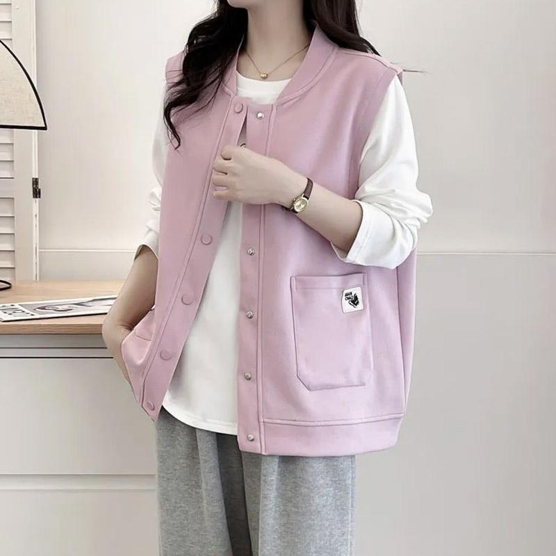 Vest for Women Cotton Autumn Winter Solid Color Vest Oversize Casual Loose-fitting Vest