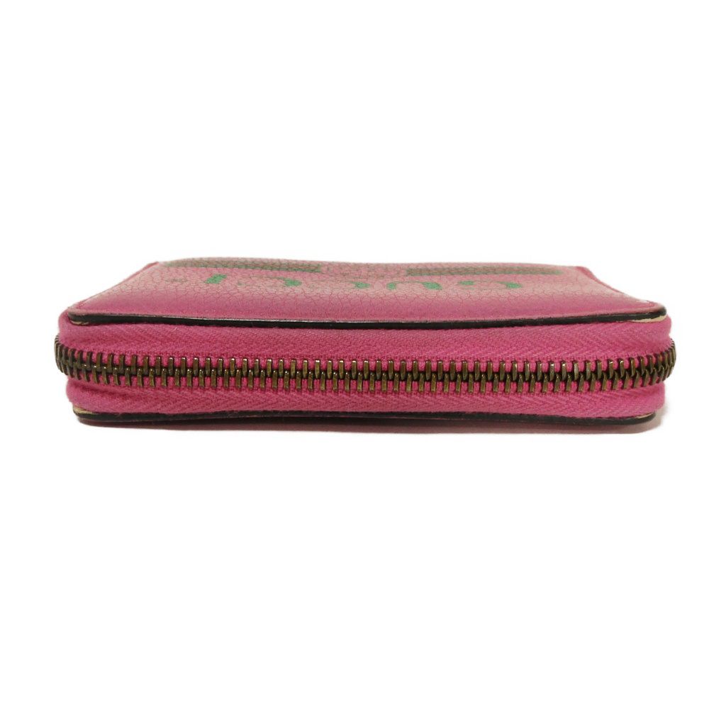 Used 9539 Compact Zip-Around Wallet 496319 0GCAT 8840 7943 Web Neon Vintage Logo Print Pink Unisex from Japan AUTHENTIC