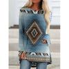 Western Aztec Ethnic 3D Print Langermede T-skjorter Bohemian Women Vintage Fashion T-skjorte Oversized Streetwear T-skjorter for kvinner Topper