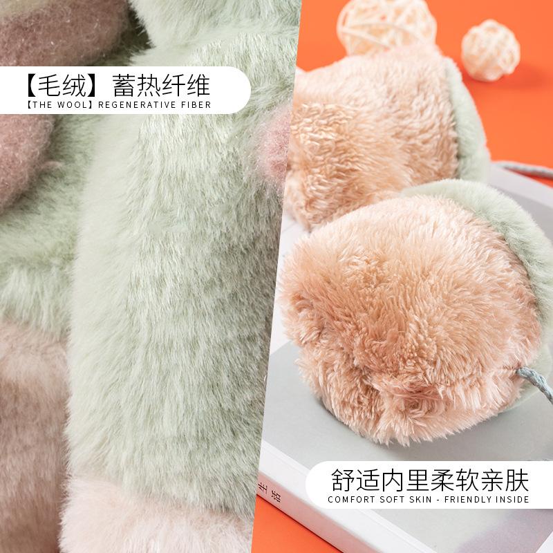 New children's thermal gloves wholesale, imitation rabbit hair lanyard jacquard gloves, double-layer velvet mittens