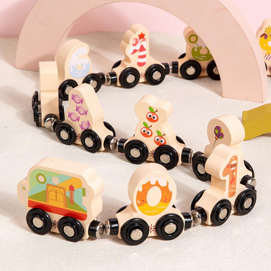 

Montessori Magnetic Wooden Train Toys Early Educational Cognition Animal Toy Sorting Learning Teaching Car Cartoon Set For Kids