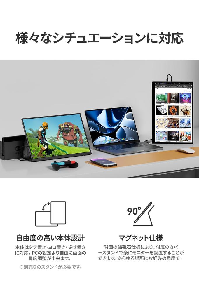 EHOMEWEI Mobile 144Hz QHD IPS Gaming Switchable Aspect Digital Cinema FreeSYNC Support SP-160NW Monitor, 16-inch, 2.5K Monitor, Glossy, Ultra-Thin,