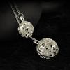 Women Crystal Lucky Double Hollow Balls Pendants Sweater Long Chain Necklace