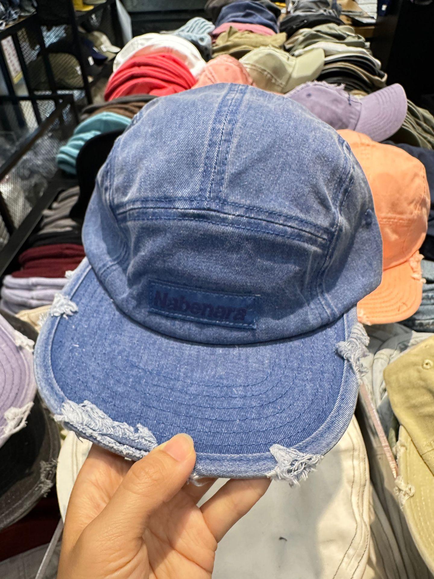 Retro Hole Five-Piece Baseball Cap For Men And Women Couples Flat-Brimmed Street Cap Soft Top Washed Trendy Hat синий