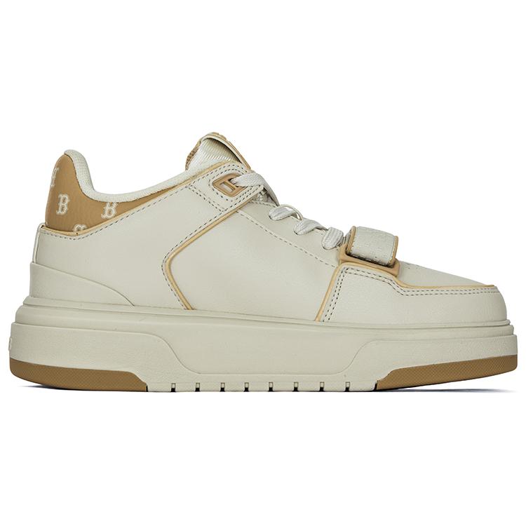 New MLB Chunky Liner Mid Top Skateboard Shoes Unisex Beige Yellow 3ASXLMC4N-43BGS