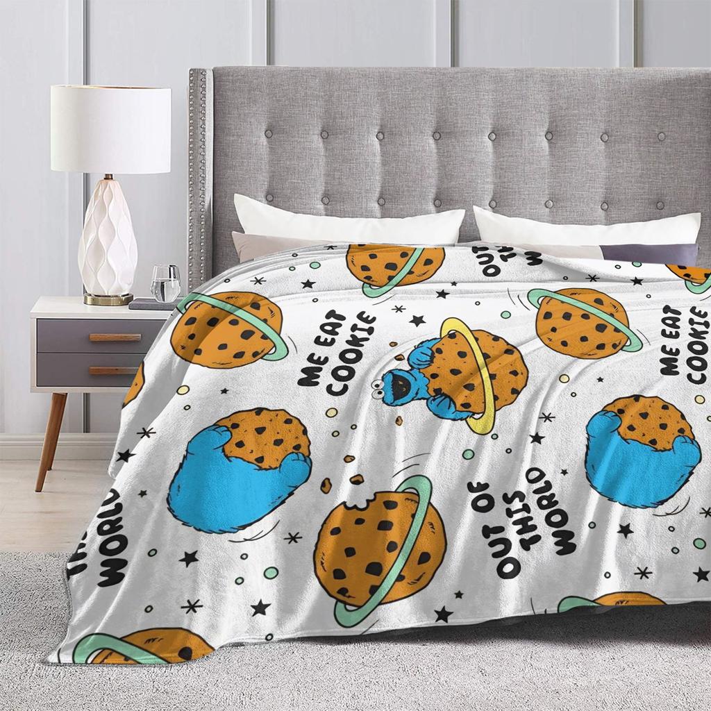 Cookie Monsters Blankets  Soft Warm Street Trend Plush Throw Blanket For Students Outdoor Flannel Bedspread Bed Cover