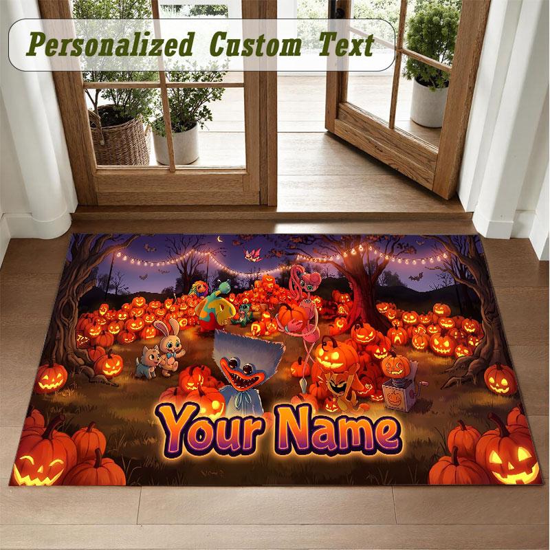 Crystal Velvet Square Rug Custom NamePoppy Playtime Pattern Non Slip Home Floor Decor Rug