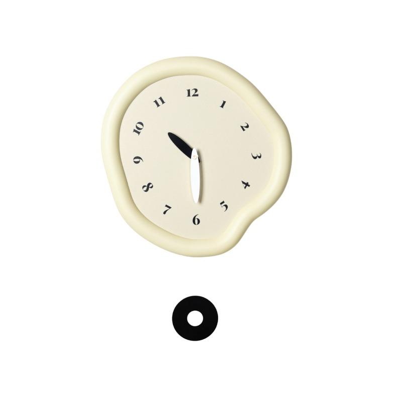 Cream Wind Minimalist Wall Clock Decorative Clock, Painted Beige Frame Black Scale, Ultra-quiet Without Emptying