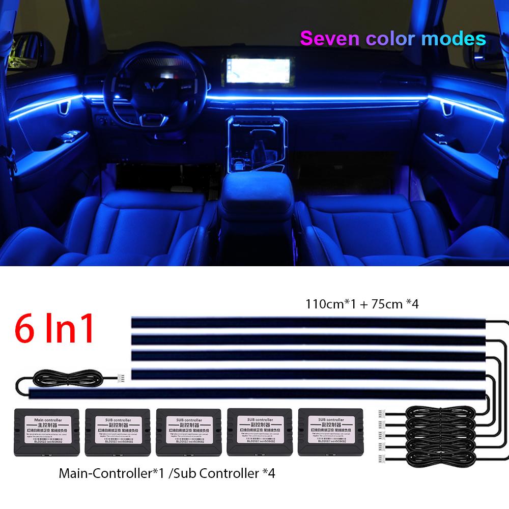 18 in 1 Newest Hidden Car LED Ambient Light Smoke Matt Black Acrylic Strip RGB Symphony Interior Decoration Atmosphere Light Kit RGB 6 in 1