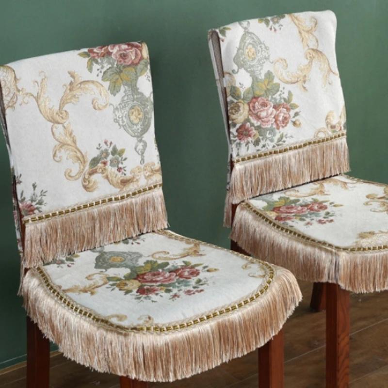 

New Hot Sales European Style Flower Tassel Thicken Chenille Chair Cover Four Season Universal Comfortable Non Slip Chair Cover