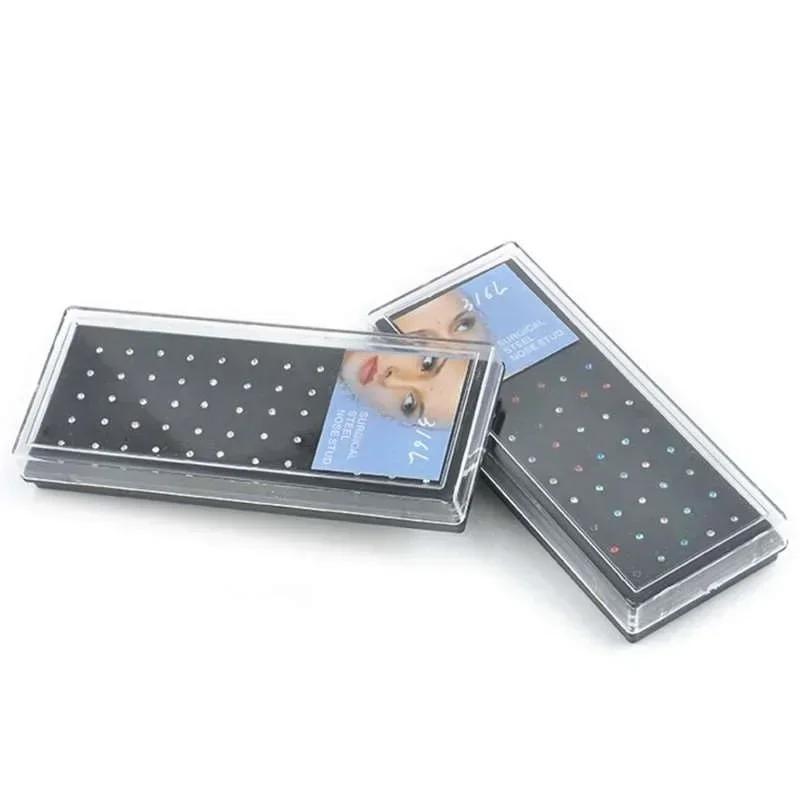 60pcs/set 1.8mm Nose Studs Stainless Steel Nose Hoop Nose Ring Stud Body Piercing Labret Jewelry Punk Style