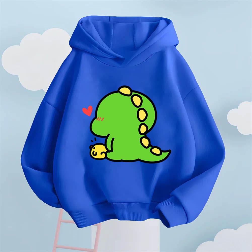 Cute Cartoon Dinosaur Print Design Fashionable Street Harajuku Sweaters for Girls Boys in Autumn Winter Warm Children's Clothes