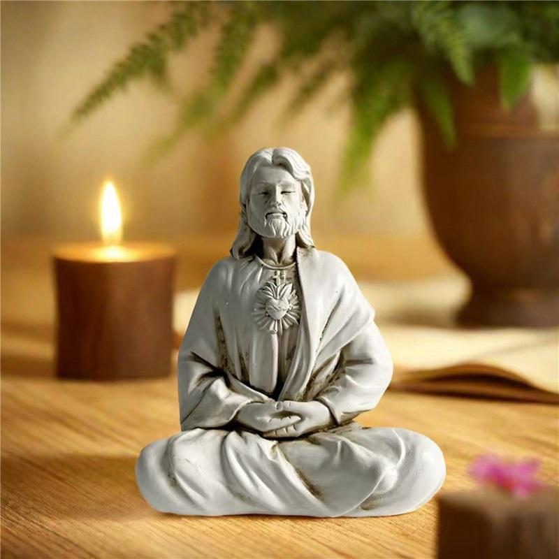 Meditating Jesus Figurine Decorative Traditional Xmas Collection 4.3x3.5inch