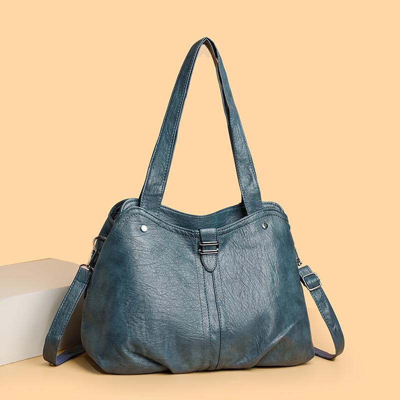 Dámská velkokapacitní taška přes rameno z měkké kůže, taška přes rameno, taška pro matky