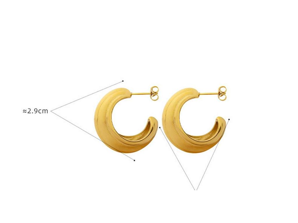 C-Shaped Textured Titanium Steel Earrings, 18k Gold-Plated, Minimalist European and American Style for Autumn/Winter, Christmas Edition F229