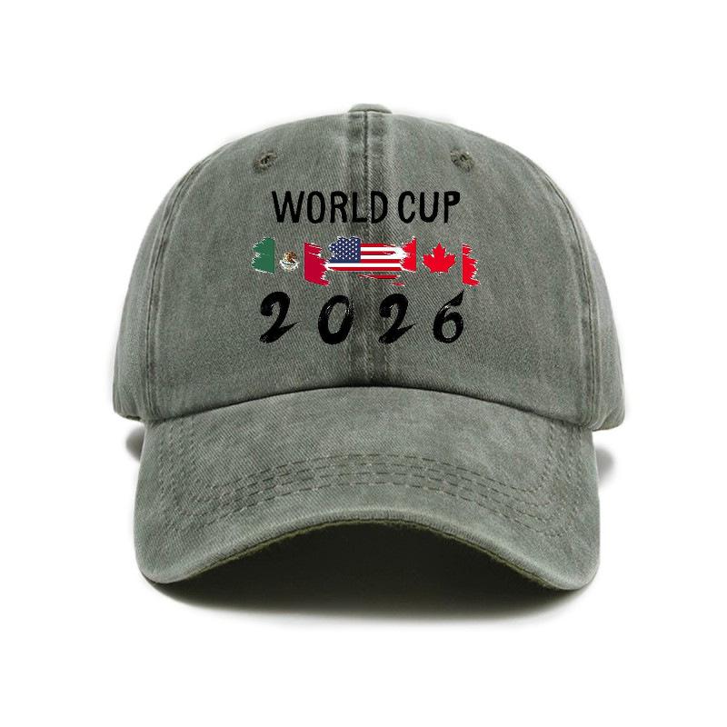 Retro kšiltovka s měkkým okrajem a opotřebovaným vzhledem Mistrovství světa 2026
