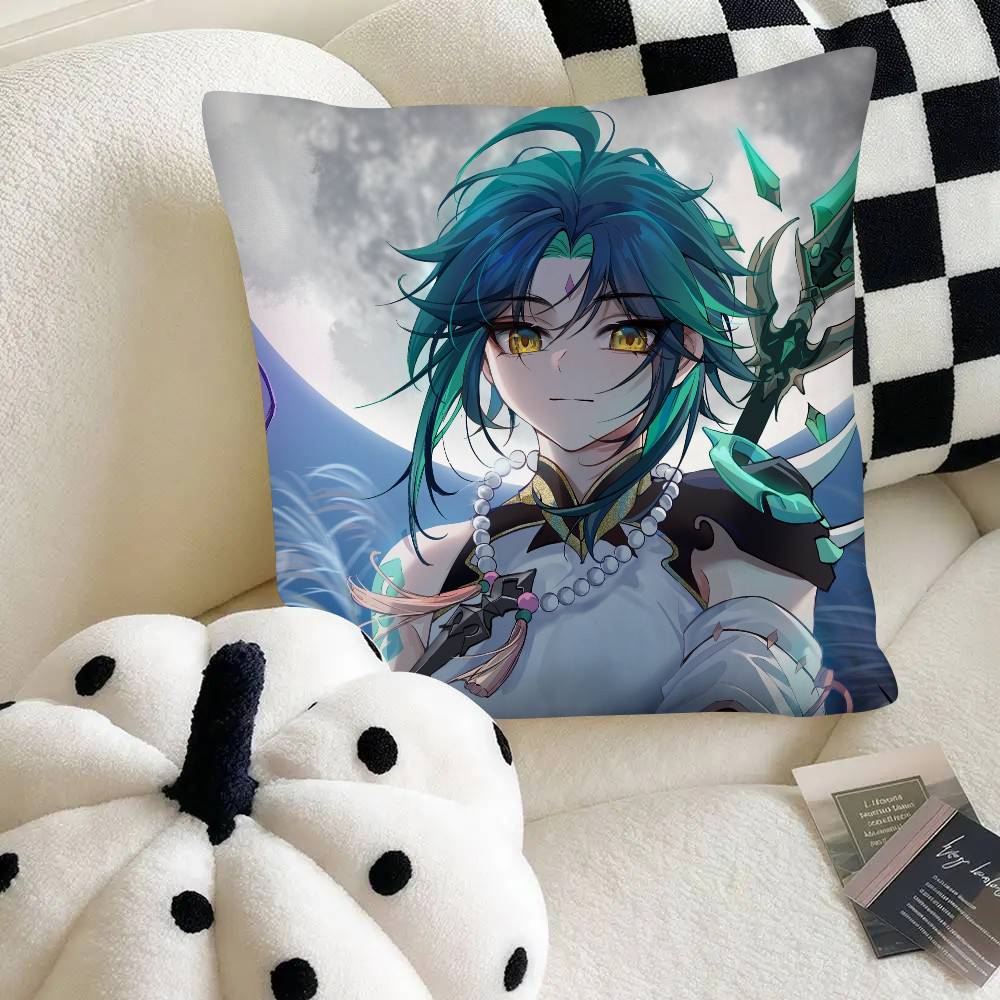 Spiel Anime Genshin Impact Xiao Kissenbezug Mode Quadratischer Kissenbezug Schlafzimmer Sofa Raum Ins Dekoration Freizeit