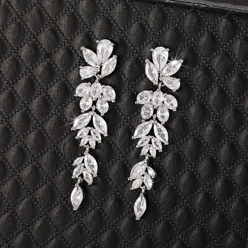 New Crystal Pendant Earrings with Zirconia Gorgeous Girls' Wedding Party Fashion Jewelry Light Luxury Personalized