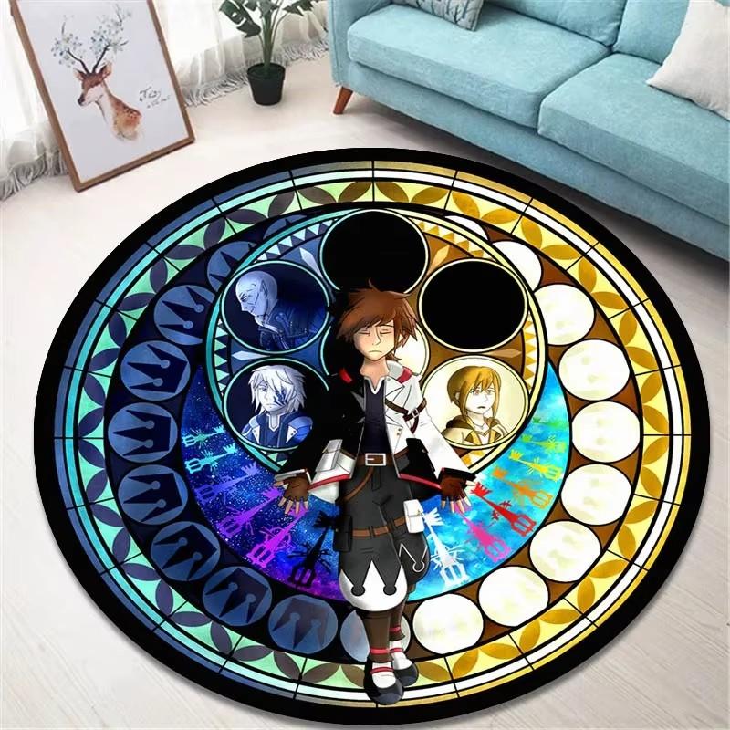 Cartoon Kingdom Hearts Printed Round Carpet Living Room Bedroom Non -slip Carpet Floor Mats Bedroom Decor Birthday Gift