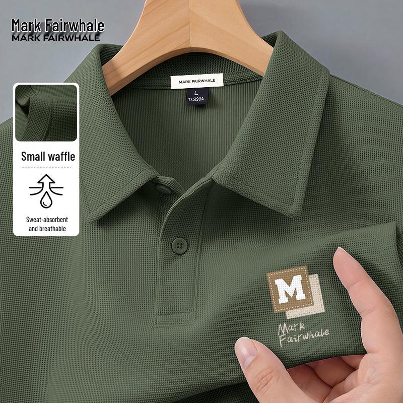 Mark Huafei Men s Waffle Texture Casual Short-Sleeve Polo Shirt 4XL