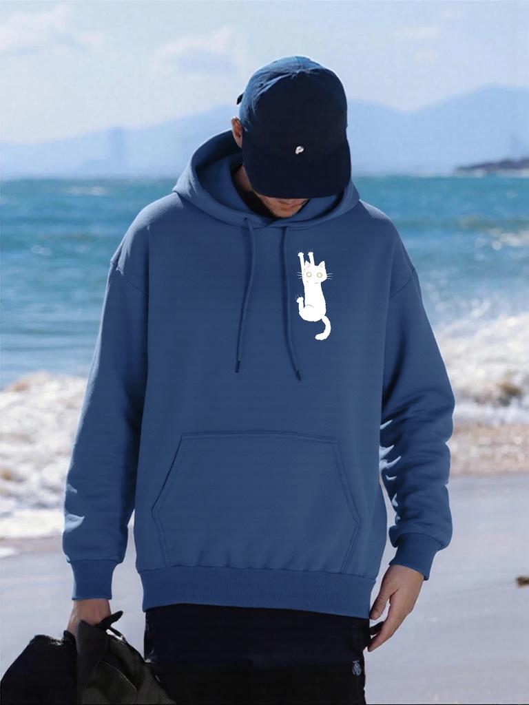The Climbing Cat Printed Men Hoody All-Match Oversized Sportswears Unisex Fashion Hip Hop Hoodies Autumn Fleece Male Clothes