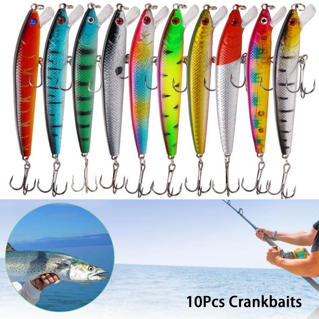 10PCS 10cm 9g Sinking Minnow Fishing Lure Long Casting Wobbler Crankbait Artificial Hard Bait for Bass Pike Trout Fishing Tackle