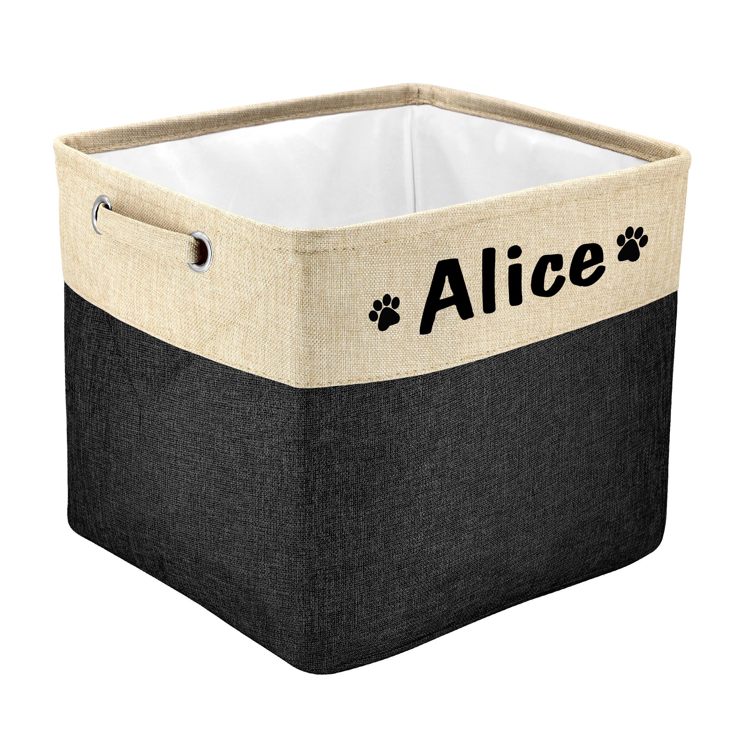 

Custom Dog Toy Basket Storage Box Free Print Pet Name Paw Dog Baskets Folding Pet Boxes For Toys Clothes Collars Pet Accessories 33x38x31cm чёрный