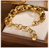Chunky Chain Bracelet Stainlesss Steel, Bold Link Metal Twist Statement Bracelet for Women,18k Gold Plated Jewelry