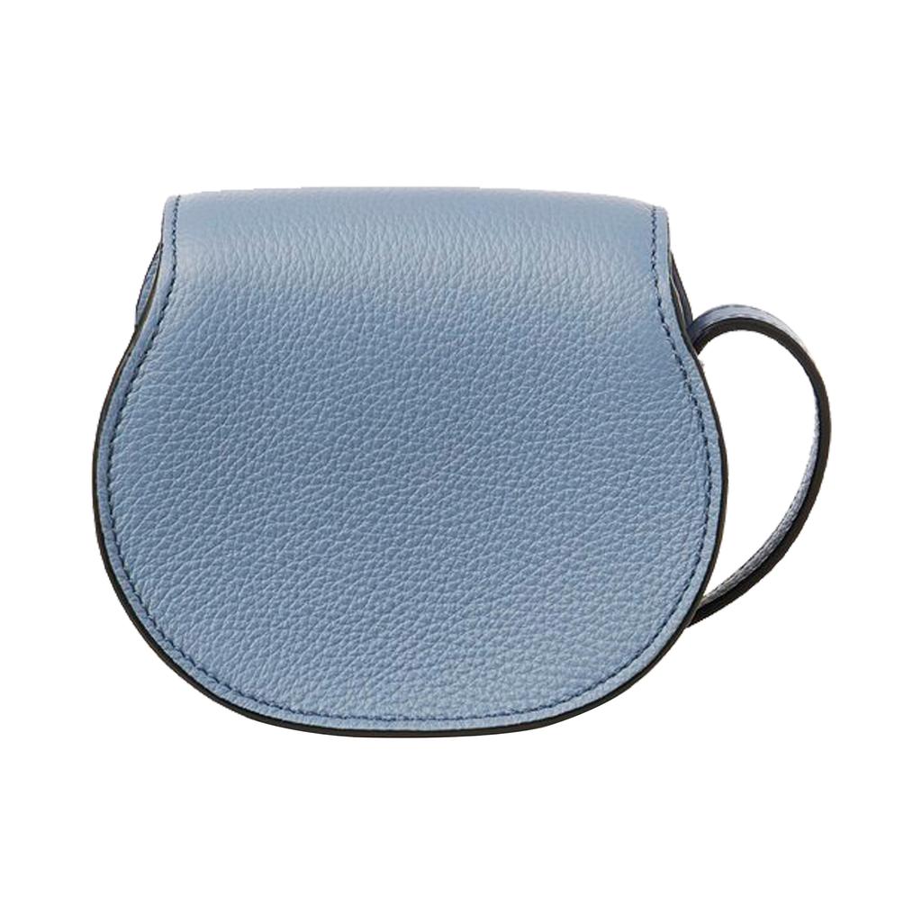 New Chloe Marcie Brass And Grain Calfskin Saddle Bag Shoulder Bag, Crossbody Bag Extra Mini Women's Blue CHC22-AP675I31-484