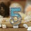 0-9 Digital Glitter Candles Summer Beach Starfish Birthday Cake Decoration Number Mermaid Ocean Themed Party Cake Decor Supplies
