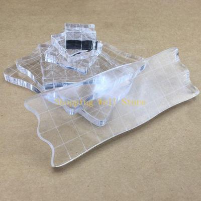 KX4B 7pcs/set Transparent Acrylic Clear Stamp Block Pad Scrapbooking DIY Handmade Tool Edges Stamping