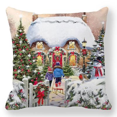 Decoración del Hogar Colección de Navidad Funda de Almohada con Estampado de Bolas y Animales Cubierta de Cojín para Dormitorio Sala de Estar x funda de almohada
