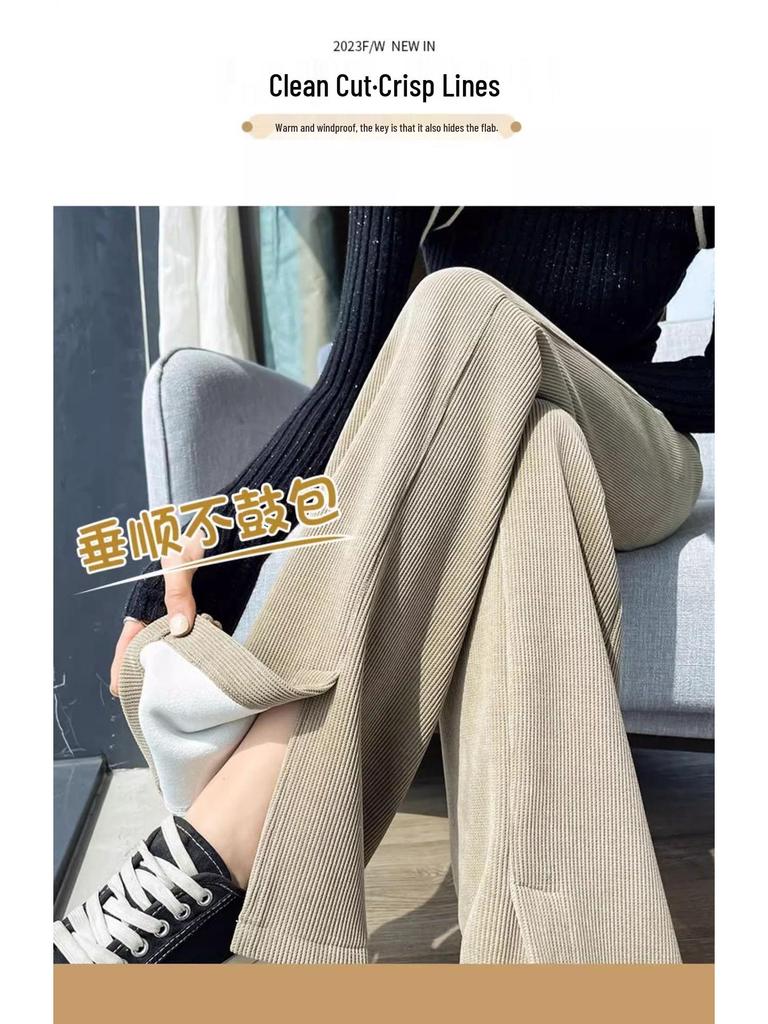 Damen Schlaghose aus Chenille-Kord mit Fleecefutter und Schlitzen, Herbst/Winter 2024 Stil